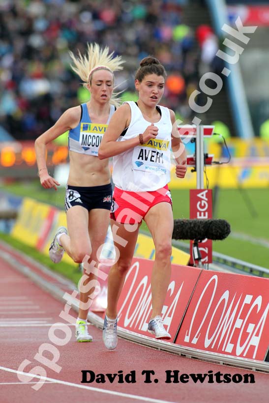 Kate Avery and Eilish McColgan in the 5000 metres, 2012 Samsung Diamond League, Crystal Palace, London.